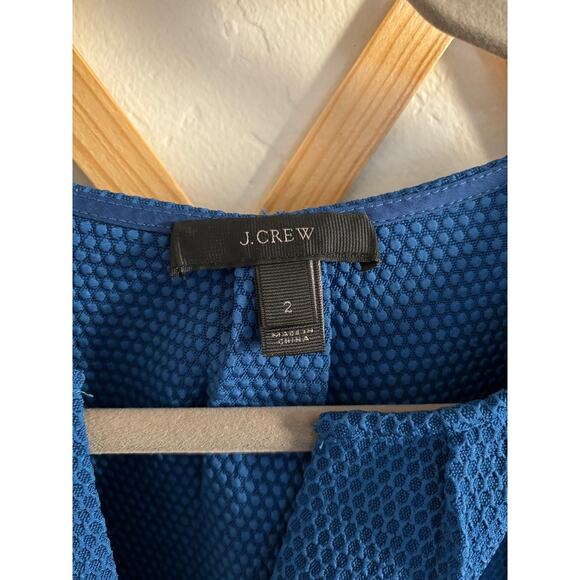 J. Crew Top Women's 2 Honeycomb Cocoon Blouse Blue Short Sleeve Relaxed fit - Picture 5 of 9